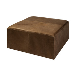 Homeroots 36" Brown Faux Leather Cube Ottoman   394245