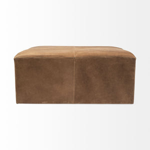 Homeroots 36" Brown Faux Leather Cube Ottoman   394245