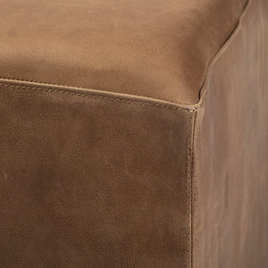 Homeroots 36" Brown Faux Leather Cube Ottoman   394245