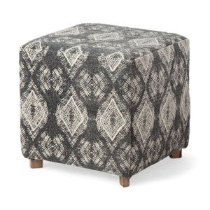 Homeroots 19" Gray 100% Cotton And Brown Cube Ottoman   394246