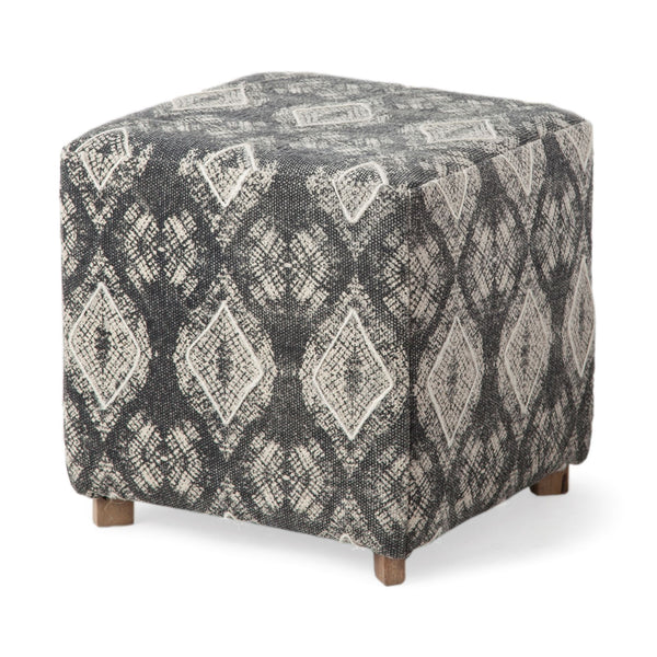 Homeroots 19" Gray 100% Cotton And Brown Cube Ottoman   394246