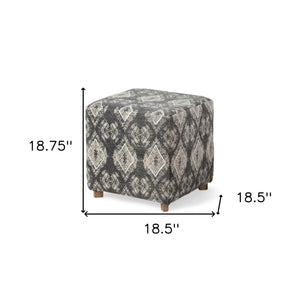 Homeroots 19" Gray 100% Cotton And Brown Cube Ottoman   394246