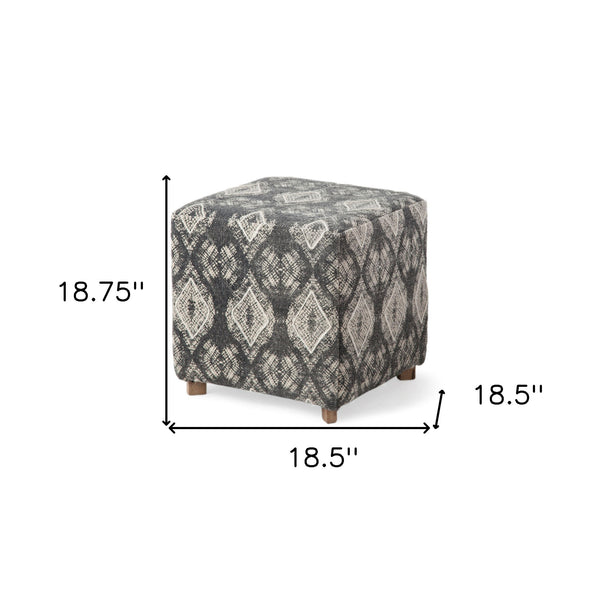 Homeroots 19" Gray 100% Cotton And Brown Cube Ottoman   394246