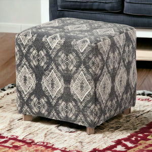 Homeroots 19" Gray 100% Cotton And Brown Cube Ottoman   394246