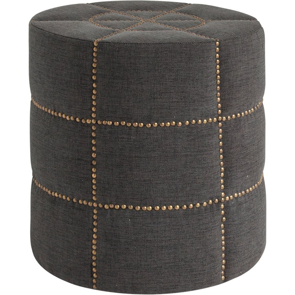Homeroots 20" Gray Linen Round Footstool Ottoman   394247