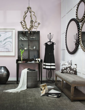 Homeroots 20" Gray Linen Round Footstool Ottoman   394247