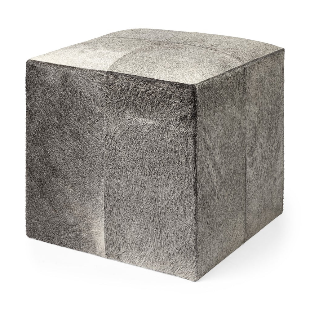 Homeroots 20" Gray Wool Cube Ottoman   394248