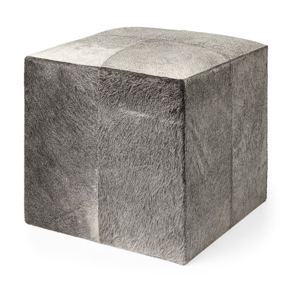 Homeroots 20" Gray Wool Cube Ottoman   394248