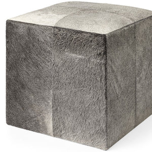 Homeroots 20" Gray Wool Cube Ottoman   394248