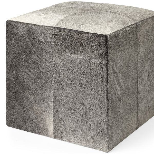 Homeroots 20" Gray Wool Cube Ottoman   394248