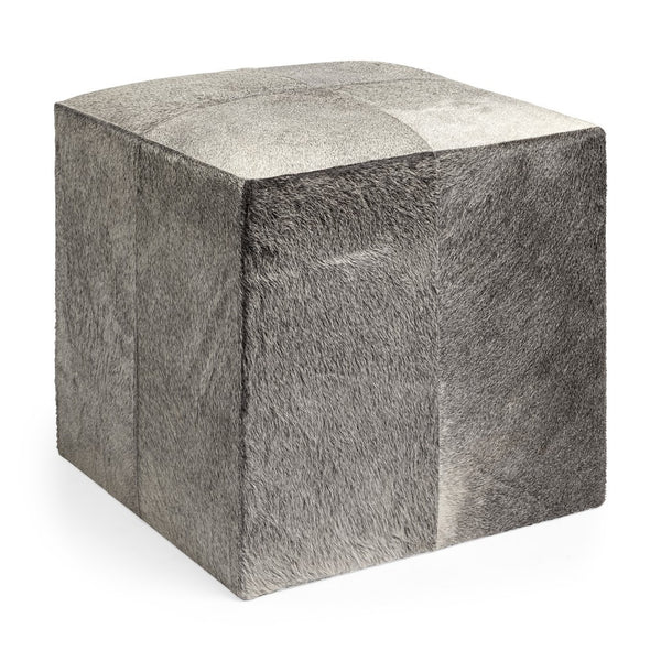 Homeroots 20" Gray Wool Cube Ottoman   394248