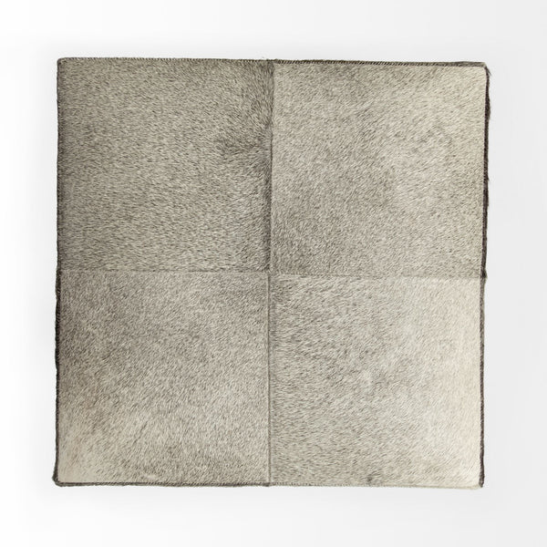 Homeroots 20" Gray Wool Cube Ottoman   394248