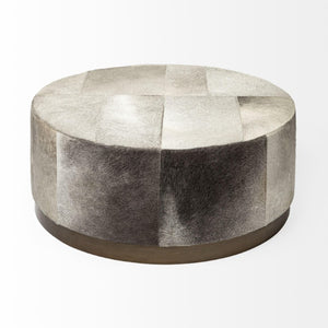 36 Inch Round Wool Blend Footstool with Plush Upholstery for Living Room Seating