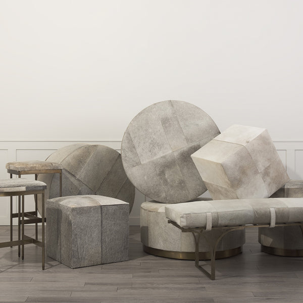 Homeroots 36" Gray Wool And Brown Footstool Ottoman   394249