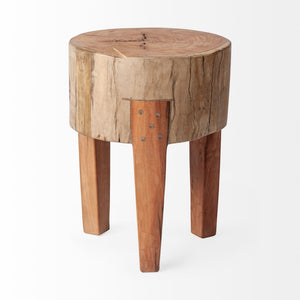 HomeRoots 18" Rustic Reclaimed Wood Round End Table with Distressed Finish - Perfect for Living Room Decor! 394251