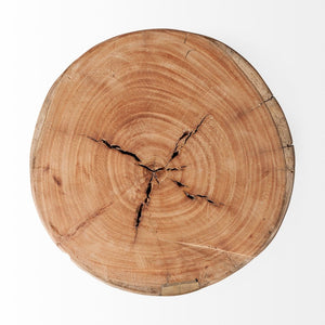 HomeRoots 18" Rustic Reclaimed Wood Round End Table with Distressed Finish - Perfect for Living Room Decor! 394251
