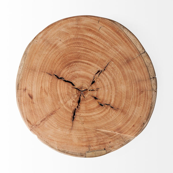 HomeRoots 18" Rustic Reclaimed Wood Round End Table with Distressed Finish - Perfect for Living Room Decor! 394251