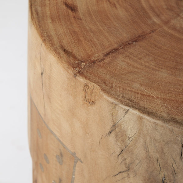 HomeRoots 18" Rustic Reclaimed Wood Round End Table with Distressed Finish - Perfect for Living Room Decor! 394251