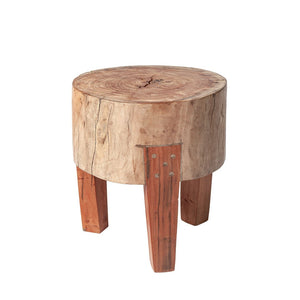 HomeRoots 15" Distressed Reclaimed Wood Round End Table - Vintage Charm for Compact Spaces, Versatile Accent Piece 394252