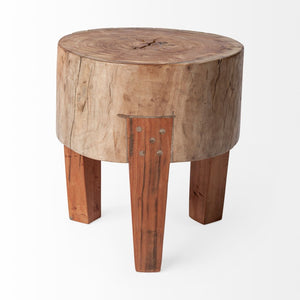 HomeRoots 15" Distressed Reclaimed Wood Round End Table - Vintage Charm for Compact Spaces, Versatile Accent Piece 394252