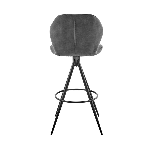 English Elm Hestrel 30" Swivel Bar Stool In Charcoal Fabric - Chic Black Metal Frame For Modern Spaces B2736P268581