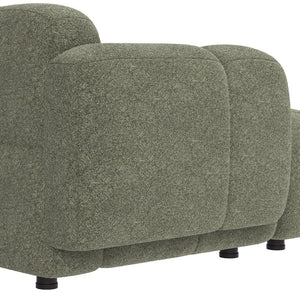 English Elm Beige Boucle L-shaped Sectional with Sculptural Cushion Blocks and Movable Ottoman Green N758T404142F