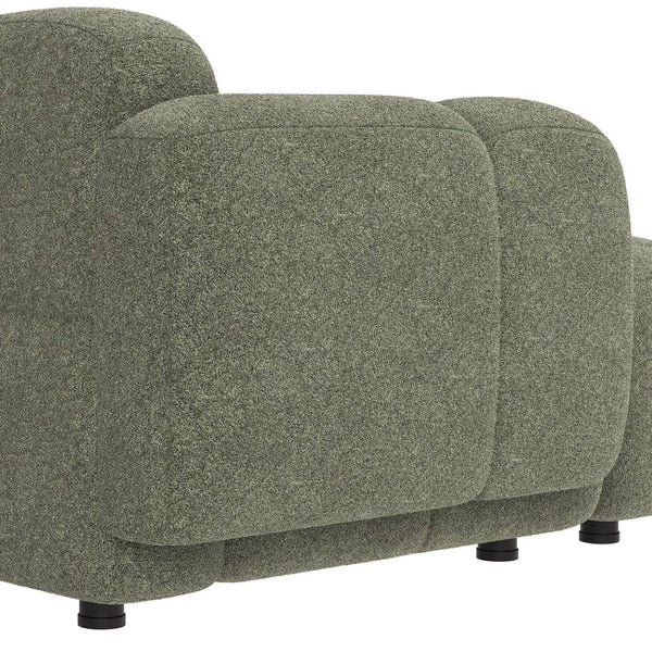 English Elm Beige Boucle L-shaped Sectional with Sculptural Cushion Blocks and Movable Ottoman Green N758T404142F