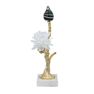 English Elm Aluminum Candle Holder With Elegant Black Bird Figurine And Marble Stand For Stylish Home Décor W2078P172361