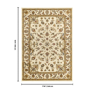 English Elm Classic Cream Traditional Pattern Area Rug Low Pile for Living Room or Dining Space B186P452251