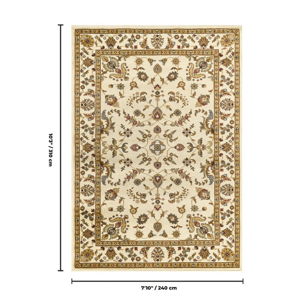 English Elm Classic Cream Traditional Pattern Area Rug Low Pile for Living Room or Dining Space B186P452251