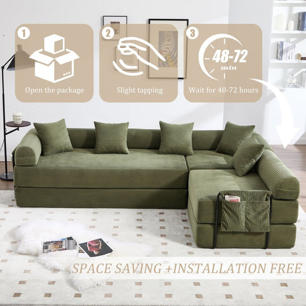 English Elm United We Win Convertible Folding Sofa Bed - Cozy Corduroy Memory Foam For Living Room & Guest Use W1568S00250-GIGA