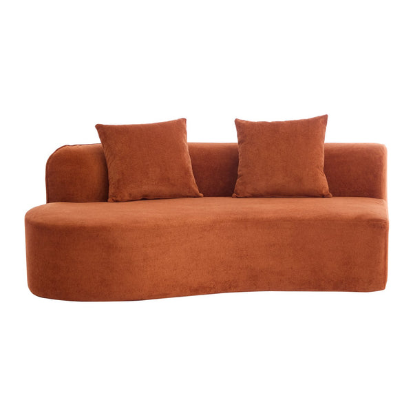 English Elm Christopher Knight Home® - 126" Curved Sectional Sofa - Dark Orange Full Foam, Oversized 5-Seater For Modern Living Rooms N771P247830C_N771P247831C