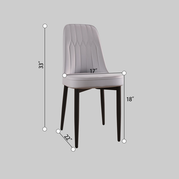 English Elm A Set Of 4 Modern Dining Chairs In Grey Pu Leather With Black Metal Legs For Stylish Comfort W2189140237