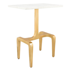 HomeRoots 23" Gold Marble-Look Rectangular End Table - Chic Modern Accent for Living Room, Bedroom & Office 394583