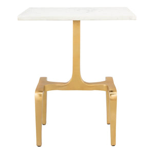 HomeRoots 23" Gold Marble-Look Rectangular End Table - Chic Modern Accent for Living Room, Bedroom & Office 394583