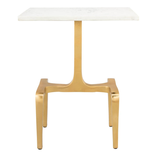 HomeRoots 23" Gold Marble-Look Rectangular End Table - Chic Modern Accent for Living Room, Bedroom & Office 394583