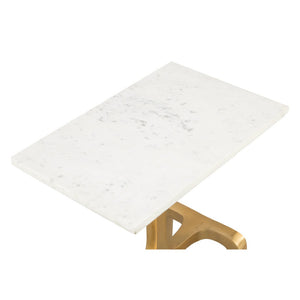 HomeRoots 23" Gold Marble-Look Rectangular End Table - Chic Modern Accent for Living Room, Bedroom & Office 394583