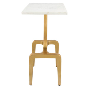 HomeRoots 23" Gold Marble-Look Rectangular End Table - Chic Modern Accent for Living Room, Bedroom & Office 394583