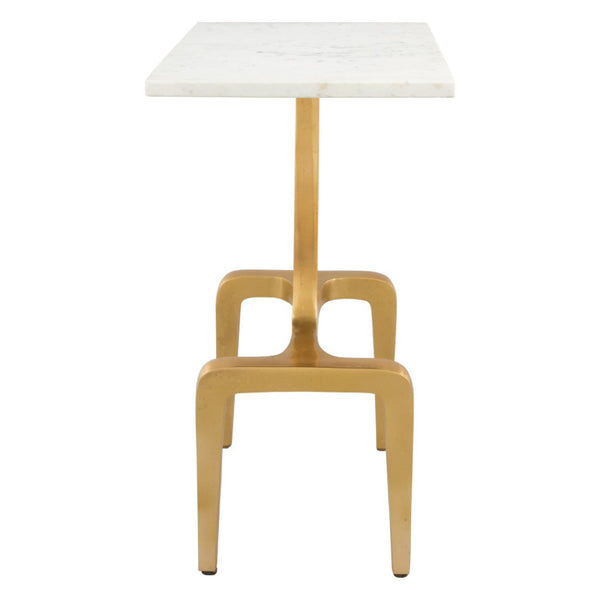 HomeRoots 23" Gold Marble-Look Rectangular End Table - Chic Modern Accent for Living Room, Bedroom & Office 394583