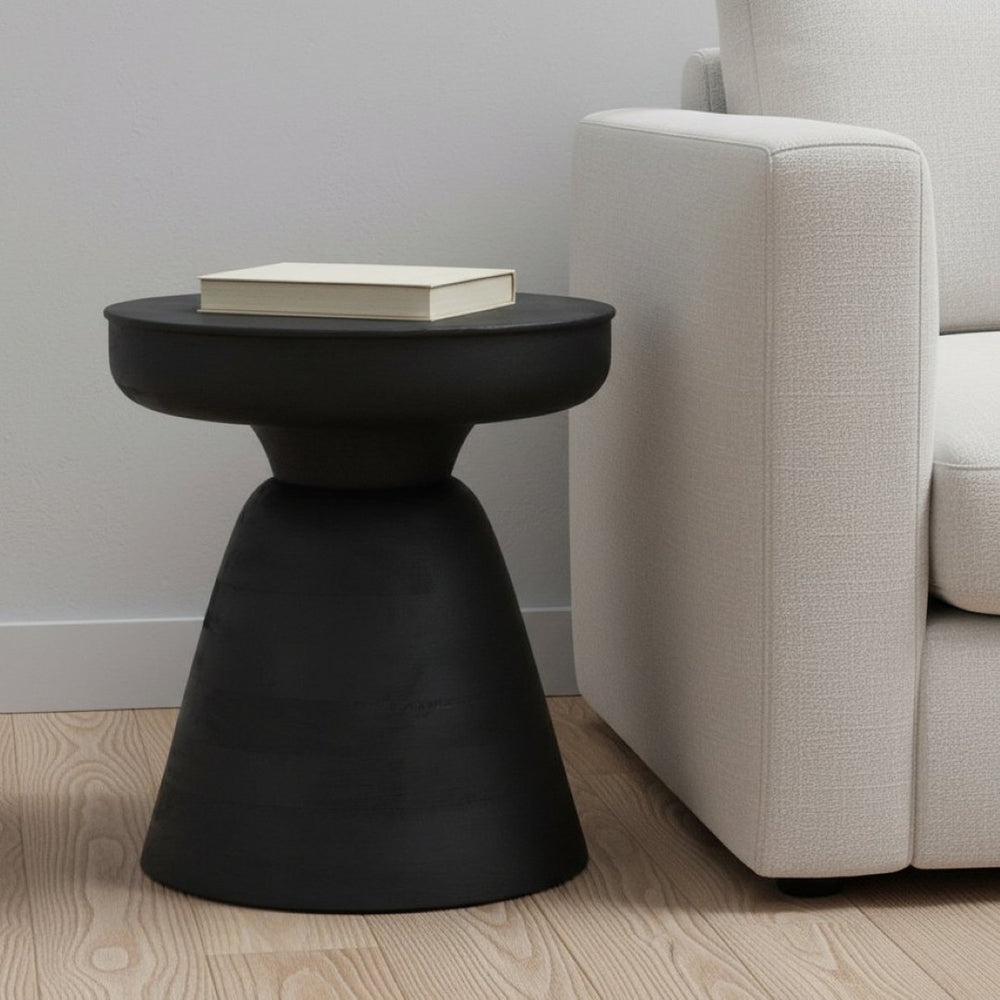HomeRoots 18" Black Solid Wood Round End Table - Stylish, Versatile Accent Table for Living Room or Bedroom Use 394597