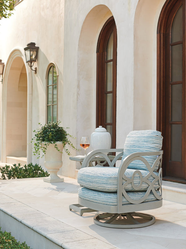 Lexington Tommy Bahama Outdoor 3945-09sw-40 Stylish Swivel Chair For Elegant Outdoor Living With Artisan Aluminum Finish Gray  3945-09sw-40