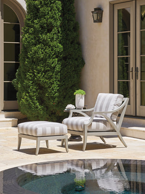 Lexington Tommy Bahama Outdoor 3945-44-40 Ottoman - Elegant Outdoor Seating With Artisan Design And Sophisticated Oyster Shell Finish Gray  3945-44-40