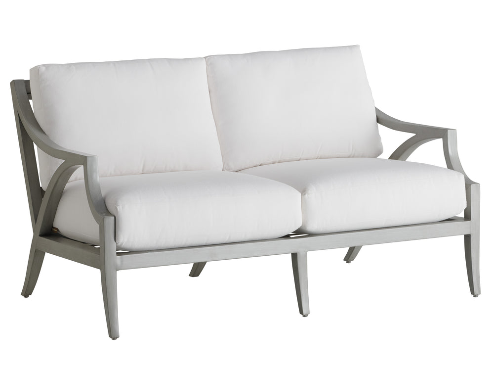 Lexington Tommy Bahama Outdoor 3945-22-40 Elegant Outdoor Loveseat In Oyster Shell Finish - Comfortable & Stylish Alfresco Design Gray  3945-22-40