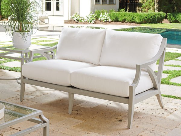 Lexington Tommy Bahama Outdoor 3945-22-40 Elegant Outdoor Loveseat In Oyster Shell Finish - Comfortable & Stylish Alfresco Design Gray  3945-22-40