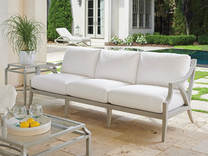 Lexington Tommy Bahama Outdoor 3945-33-41 Silver Sands Outdoor Sofa – Elegant Gray Aluminum Design For Luxurious Alfresco Living Gray  3945-33-41
