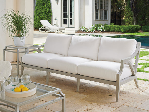 Lexington Tommy Bahama Outdoor 3945-33-41 Silver Sands Outdoor Sofa – Elegant Gray Aluminum Design For Luxurious Alfresco Living Gray  3945-33-41