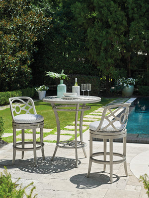 Lexington Tommy Bahama Outdoor 3945-873 Elegant High/Low Bistro Table For Outdoor Dining – Stylish Aluminum With Artisan Finish Gray  3945-873