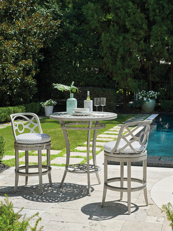 Lexington Tommy Bahama Outdoor 3945-873 Elegant High/Low Bistro Table For Outdoor Dining – Stylish Aluminum With Artisan Finish Gray  3945-873