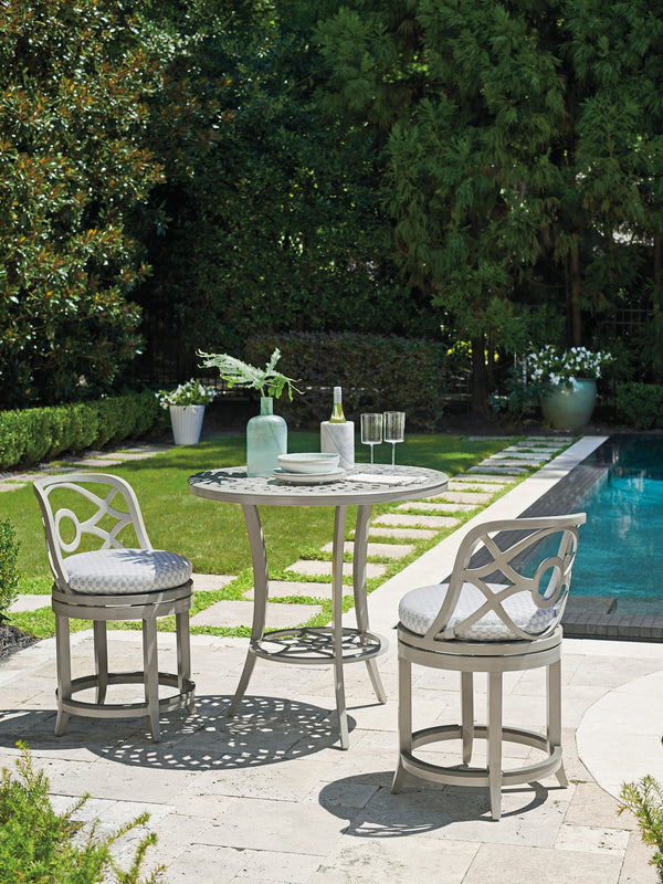 Lexington Tommy Bahama Outdoor 3945-873 Elegant High/Low Bistro Table For Outdoor Dining – Stylish Aluminum With Artisan Finish Gray  3945-873