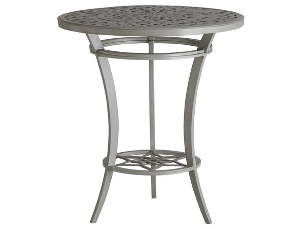 Lexington Tommy Bahama Outdoor 3945-873 Elegant High/Low Bistro Table For Outdoor Dining – Stylish Aluminum With Artisan Finish Gray  3945-873